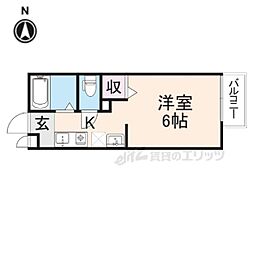 ソレジオ 2階1Kの間取り