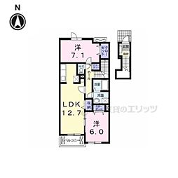 サウス・ボニート旭ヶ丘II 2階2LDKの間取り