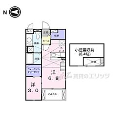 プランタンソレイユ 2階1DKの間取り