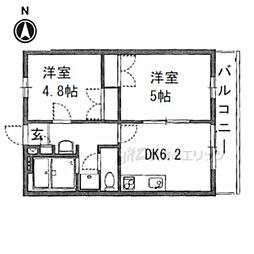 レオパレスゴールドレジデンス浪漫 2DKの間取図画像