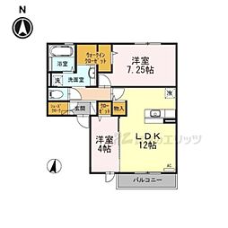 セジュール牧野 2LDKの間取図画像
