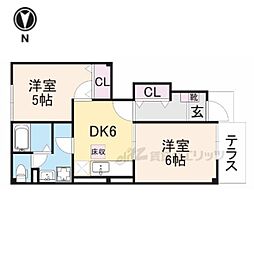 エーデル南 2DKの間取図画像