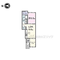 サンシャイン中曽司 1LDKの間取図画像