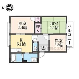 クレストコート 3Kの間取図画像