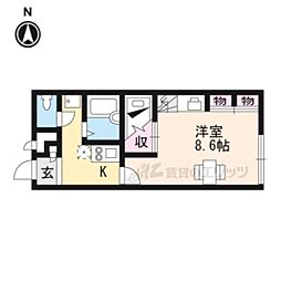 プレジール曲川 1Kの間取図画像