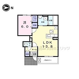 リアンジュ橿原 1LDKの間取図画像