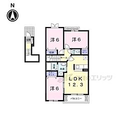 プラシード勝根B 3LDKの間取図画像