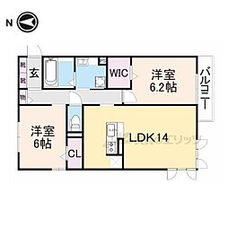 ラフィーネ大和八木S 2LDKの間取図画像