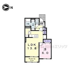 ヴァンセットアムール1 1LDKの間取図画像