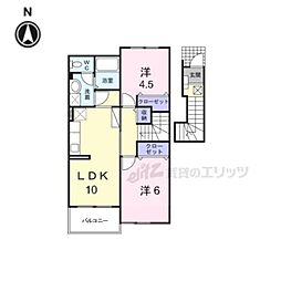 サニーコーポS・OB 2LDKの間取図画像