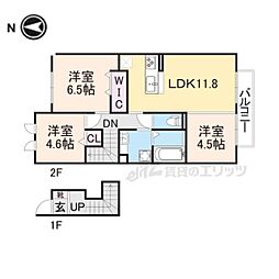 クレール八川 3LDKの間取図画像