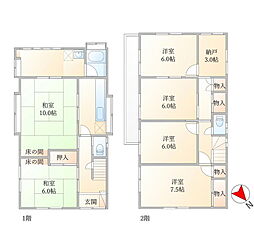 東武東上線 鶴ヶ島駅 徒歩18分 6SDKの間取り