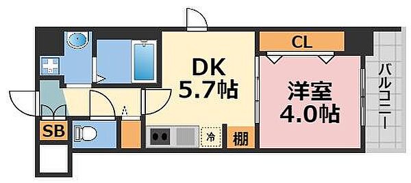 ヴィラ・リヴィエール ｜大阪府大阪市中央区農人橋3丁目(賃貸マンション1DK・8階・28.05㎡)の写真 その2