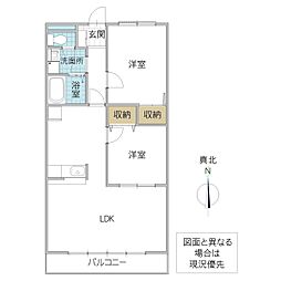 メゾン・ボヌール 4階2LDKの間取り