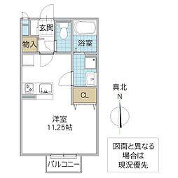 Nagomi 1階ワンルームの間取り