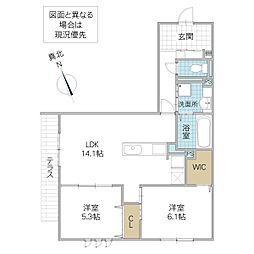 D’s LIEN D D号地 1階2LDKの間取り