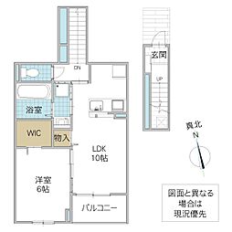 ソラリス 2階1LDKの間取り