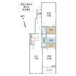 ソラリス 101号室 1階2LDKの間取り