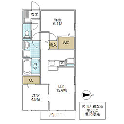 海正 B 3階2LDKの間取り