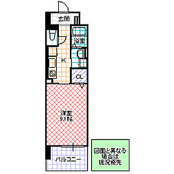 インプレス 3階1Kの間取り