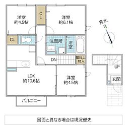 Grand Rise Tsukuba A棟 2階3LDKの間取り