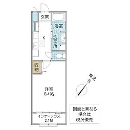 ベルティカ 1階1Kの間取り