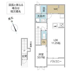 レーガベーネ中貫 1LDKの間取図画像