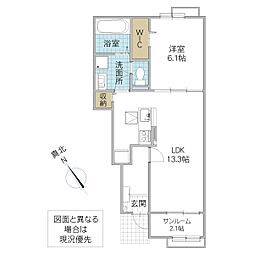 ポルトI 1LDKの間取図画像