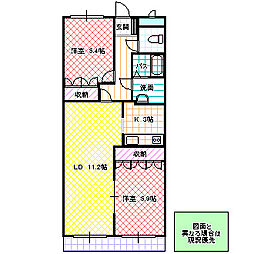 シュノンソー 2LDKの間取図画像