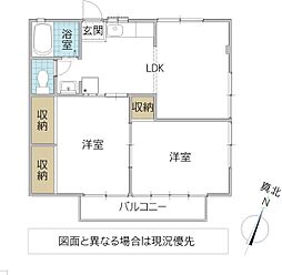 ホープヒルイワモト 2LDKの間取図画像
