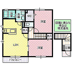 シャンス・メゾン2A 2LDKの間取図画像