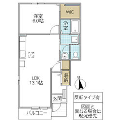 リガヤ2 1LDKの間取図画像