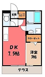 キャッスルロック 1DKの間取図画像