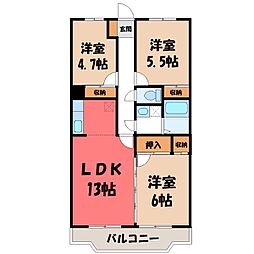 グランディール 3LDKの間取図画像