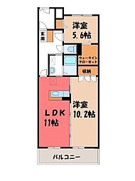 グランドヒルズヴィラ 2LDKの間取図画像