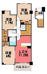 コムフォートワン 3LDKの間取図画像
