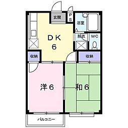 フェルド中居 2DKの間取図画像