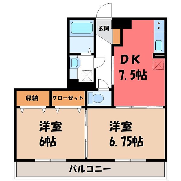 オペラハウス上大島 A ｜群馬県前橋市天川大島町(賃貸アパート2DK・3階・46.83㎡)の写真 その2