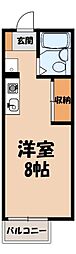 オゼットワールA ワンルームの間取図画像