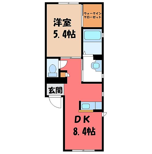 ヴィラ・ブルーノ D ｜群馬県伊勢崎市稲荷町(賃貸アパート1LDK・1階・35.66㎡)の写真 その2