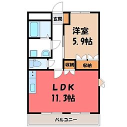 響ガーデンレジデンス 1LDKの間取図画像