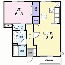 グレイス 1LDKの間取図画像