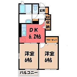 グローリー3 2DKの間取図画像