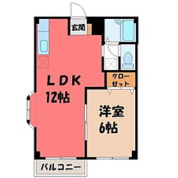 とまとハイツ2 1LDKの間取図画像