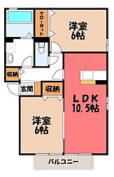 サンモール 2LDKの間取図画像