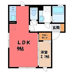 ラ・ステラ太田町 1LDKの間取図画像