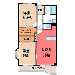 シャルマンコート広沢A 2LDKの間取図画像
