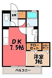 キャッスルロック 1DKの間取図画像