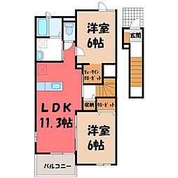 カファーラH 2LDKの間取図画像