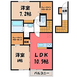 エコンフォート前橋駒形A 2LDKの間取図画像